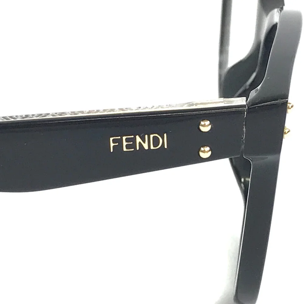 Fendi Eyeglasses Frames FE50006I 001 Shiny Black Gold Cat Eye Full Rim 53-17-140